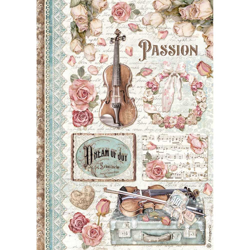 Stamperia Carta di riso Musica sfondo bianco carta di riso per decoupage 50 x 50 cm colori hobby 