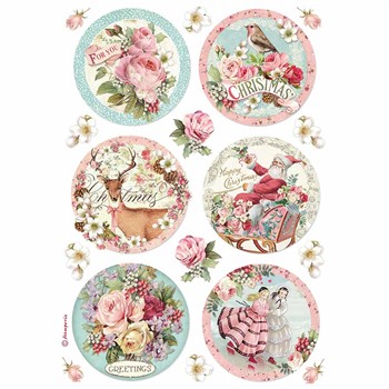 Carta di riso Pink Christmas Tondi