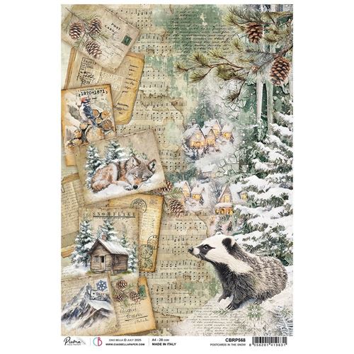 Carta di riso Postcard in the Snow Forest Tales