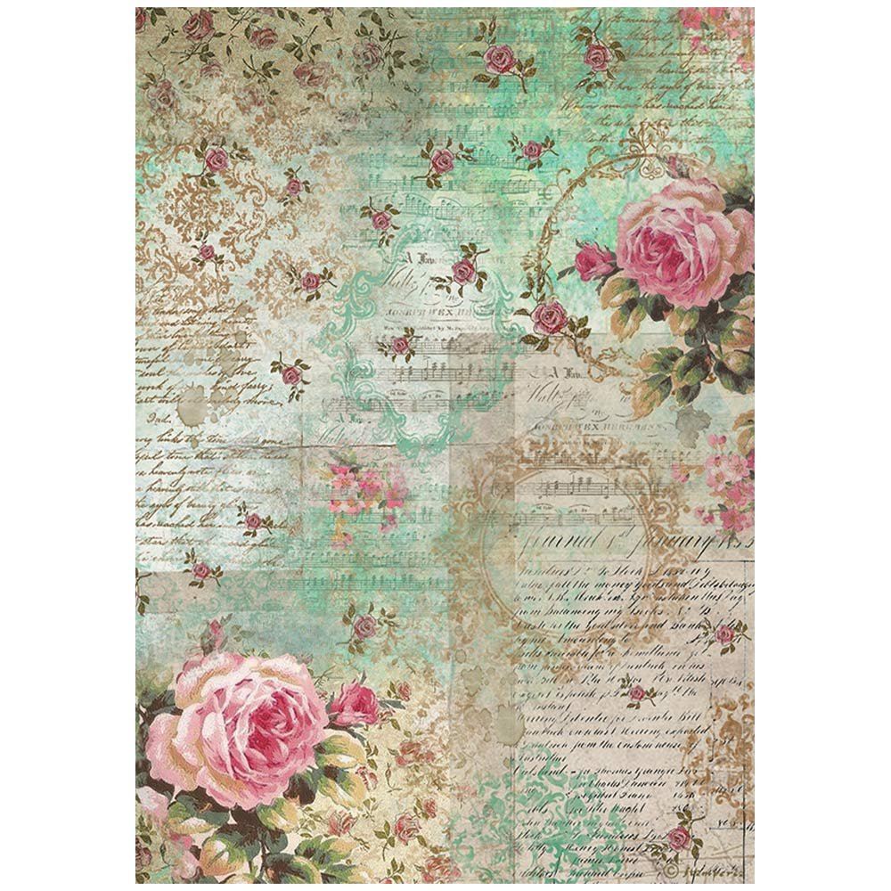 Carta di riso Precious sfondo peonie Stamperia