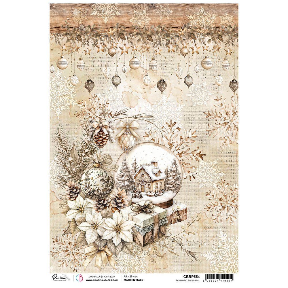 Carta di riso Romantic Snowball Winter Season