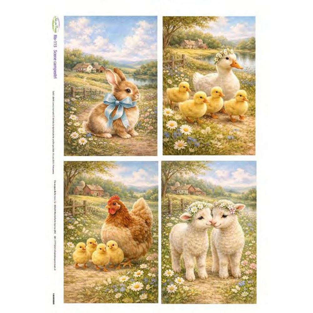 Carta di riso Scene Campestri di animali