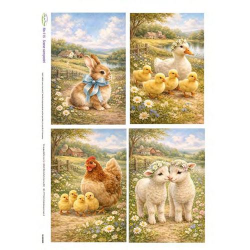 Carta di riso Scene Campestri di animali