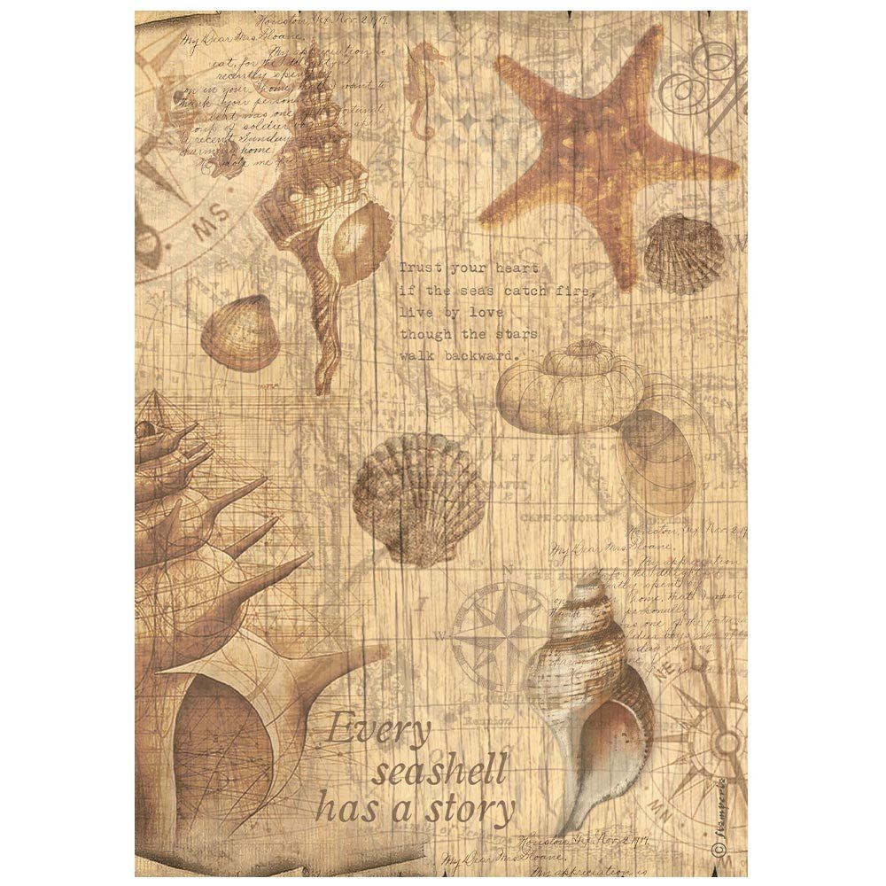Zita's Creative - Carta Di Riso A4 Effetto Seta - Maritime Living, 21x29,7 Cm - Per Decoupage E Decorazione