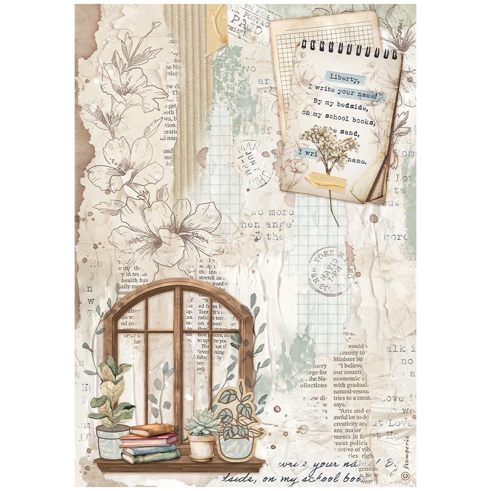 Carta di riso Secret Diary finestra Stamperia