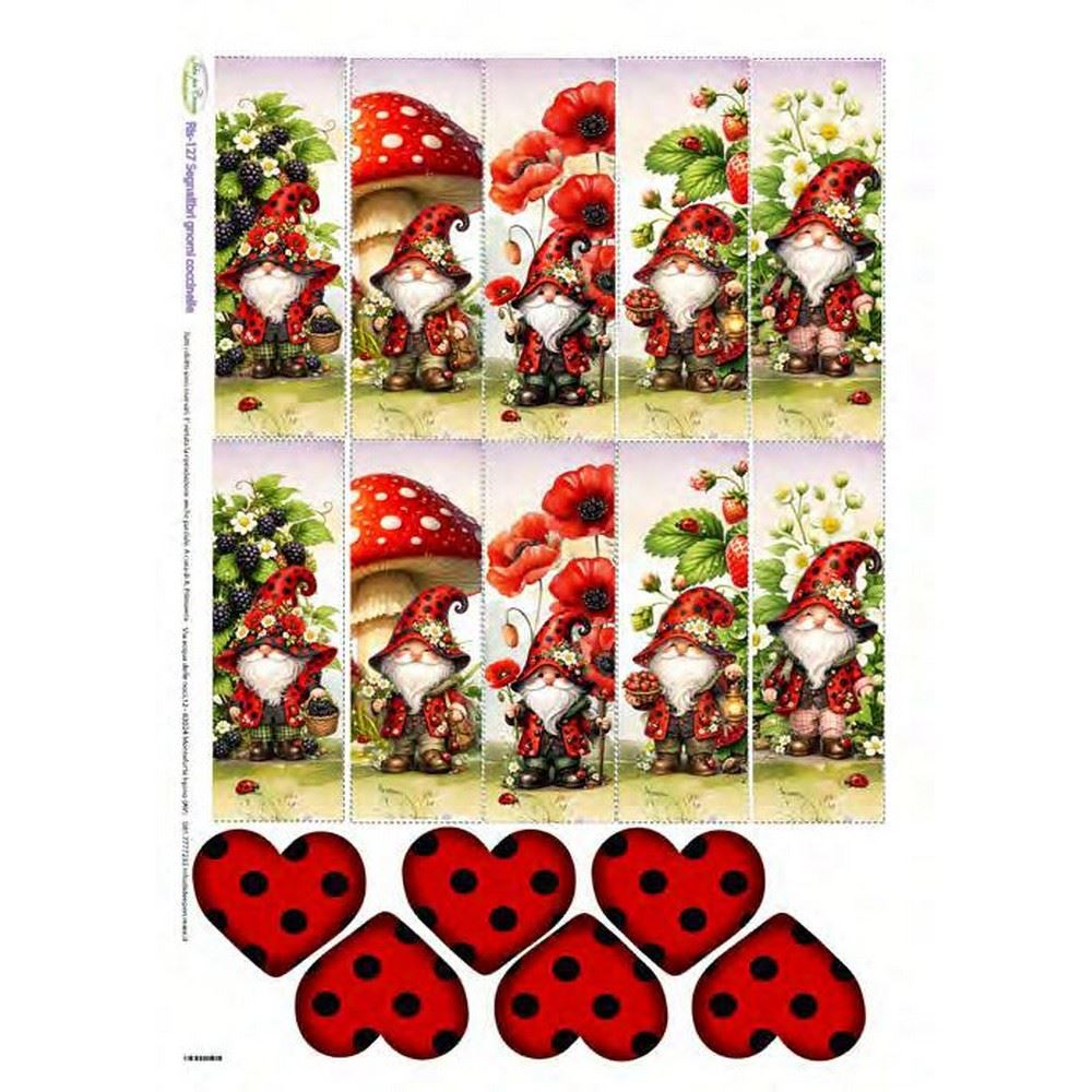 Carta di riso Segnalibri Gnomi Coccinelle