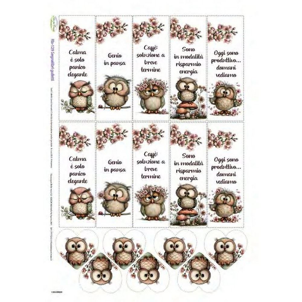 Carta di riso Segnalibri Gufetti