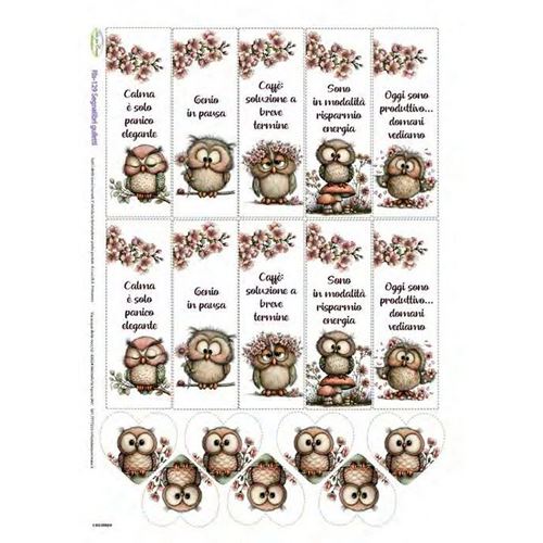 Carta di riso Segnalibri Gufetti