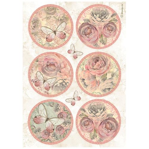 Carta di riso Shabby Rose tondi Stamperia