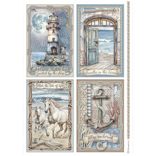 Carta di riso Silent Sea 4 Cards Stamperia