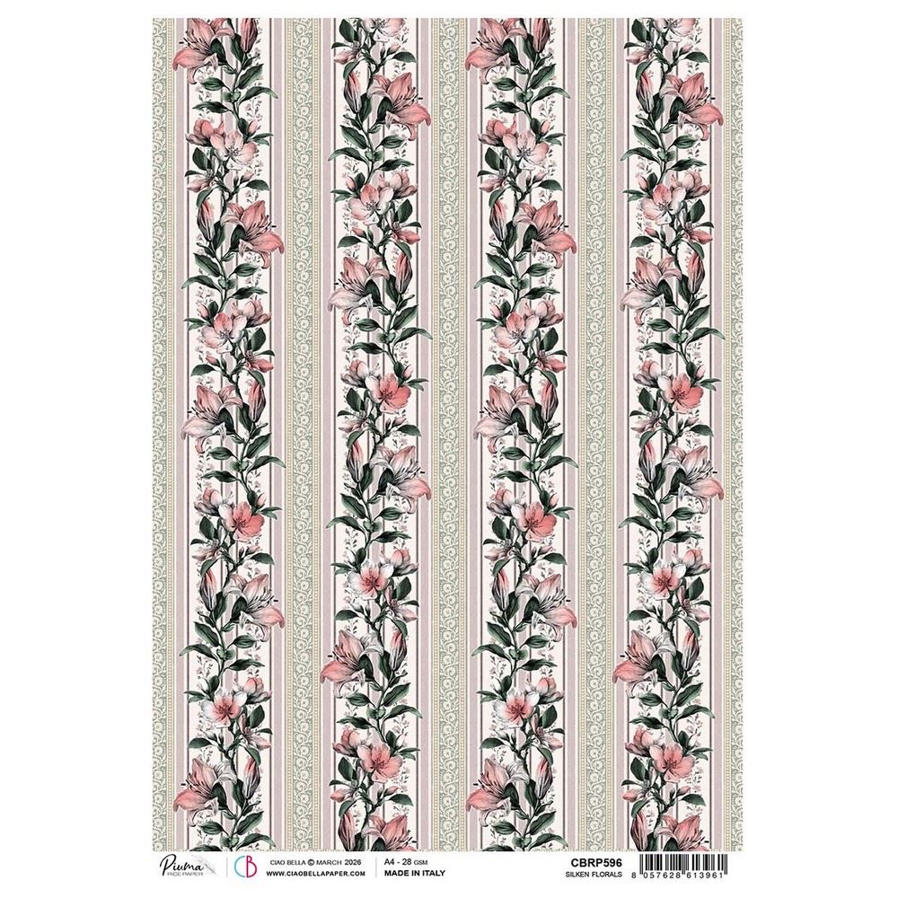 Carta di riso Silken Florals Typographic