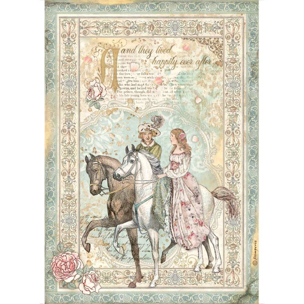 Carta di riso Sleeping Beauty principe a cavallo
