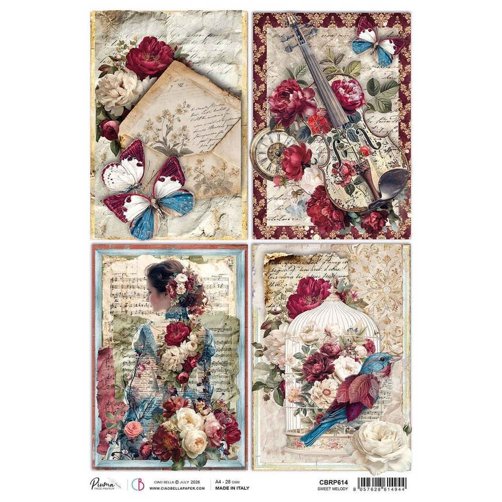Carta di riso Sweet Melody Bohemian Burgundy 