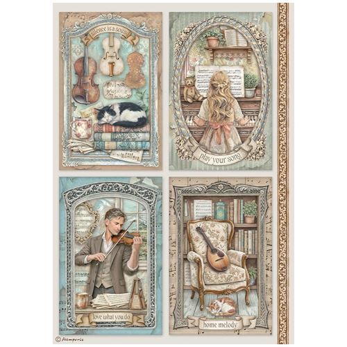 Carta di riso Symphony 4 cards Stamperia