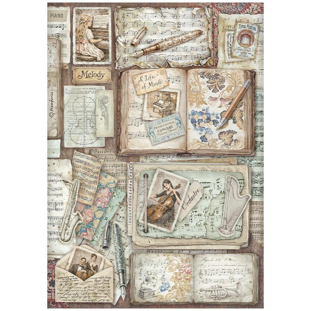 Carta di riso Symphony lettere e libri Stamperia