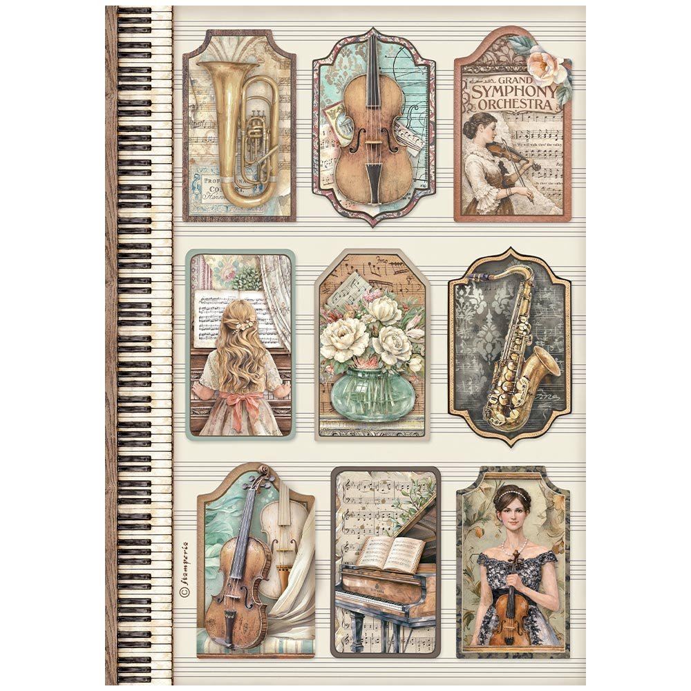 Carta di riso Symphony tags Stamperia