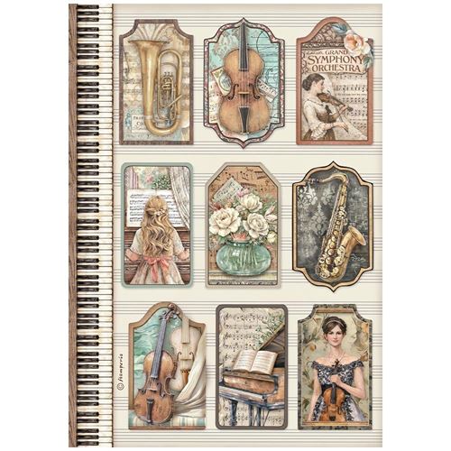 Carta di riso Symphony tags Stamperia