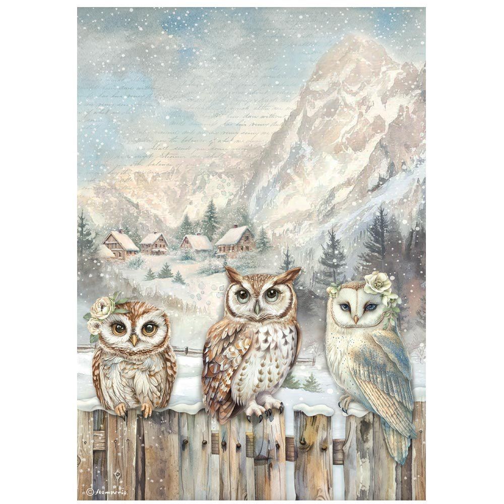 Carta di riso The Owl's House 3 gufetti Stamperia