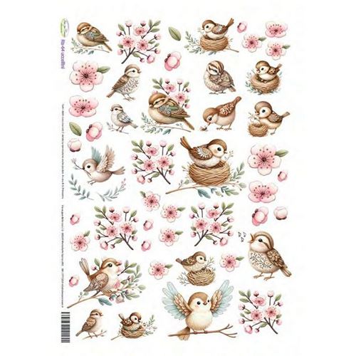 Carta di riso Uccellini e fiori