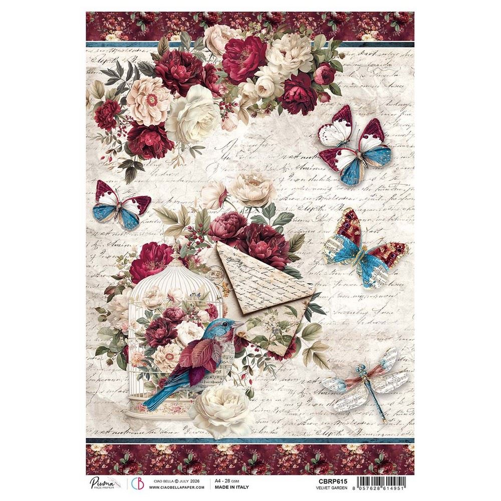Carta di riso Velvet garden Bohemian Burgundy 