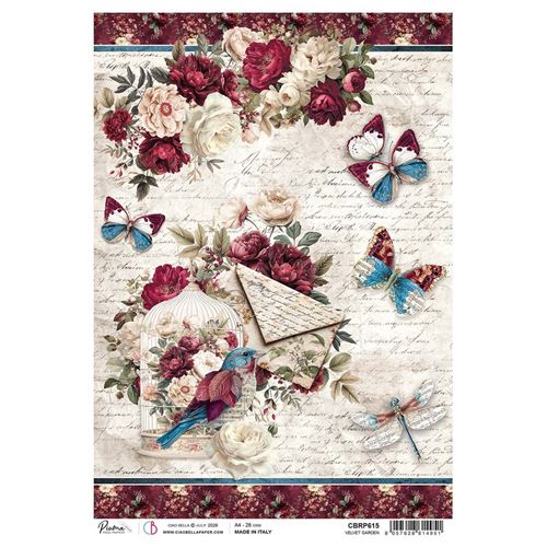 Carta di riso Velvet garden Bohemian Burgundy 