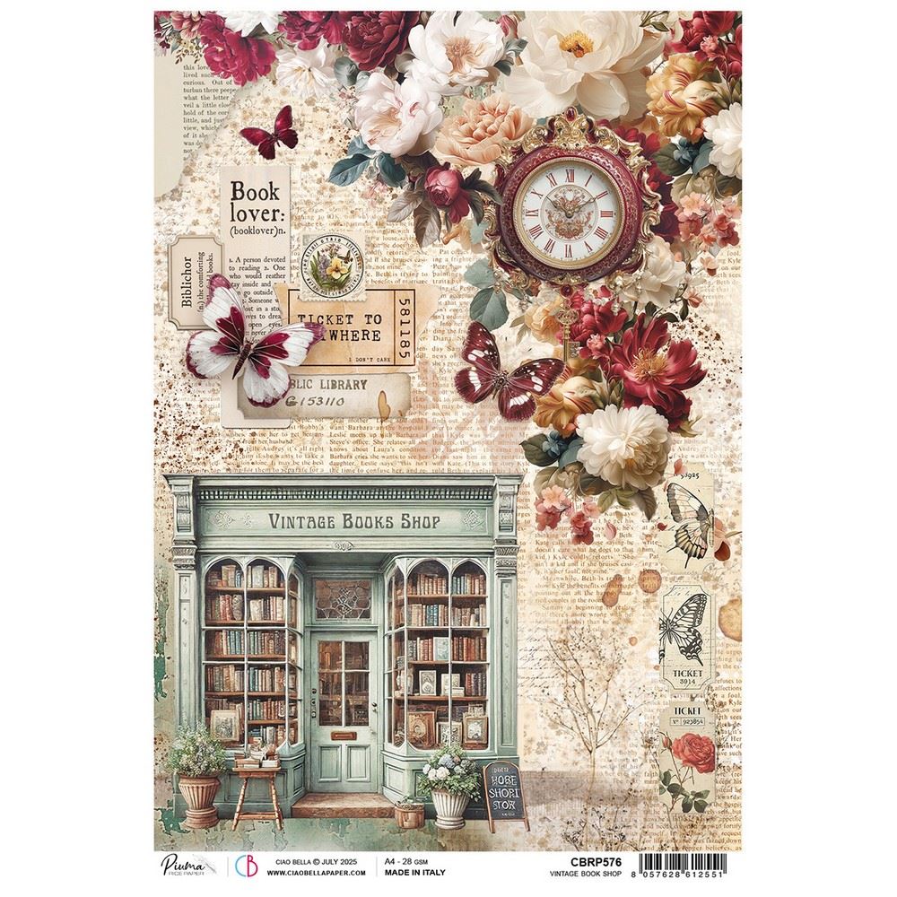 Carta di riso Vintage Book Shop Book Lovers
