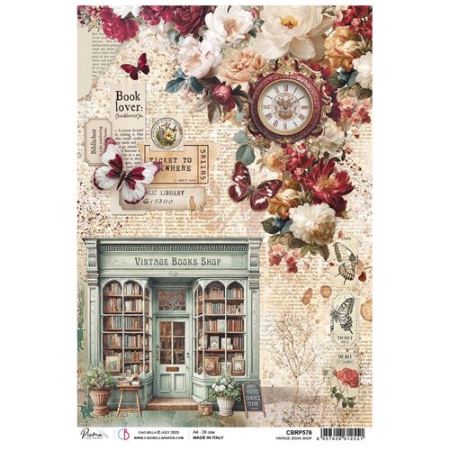 Carta di riso Vintage Book Shop Book Lovers