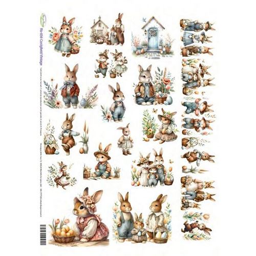 Carta di riso Coniglietti Vintage