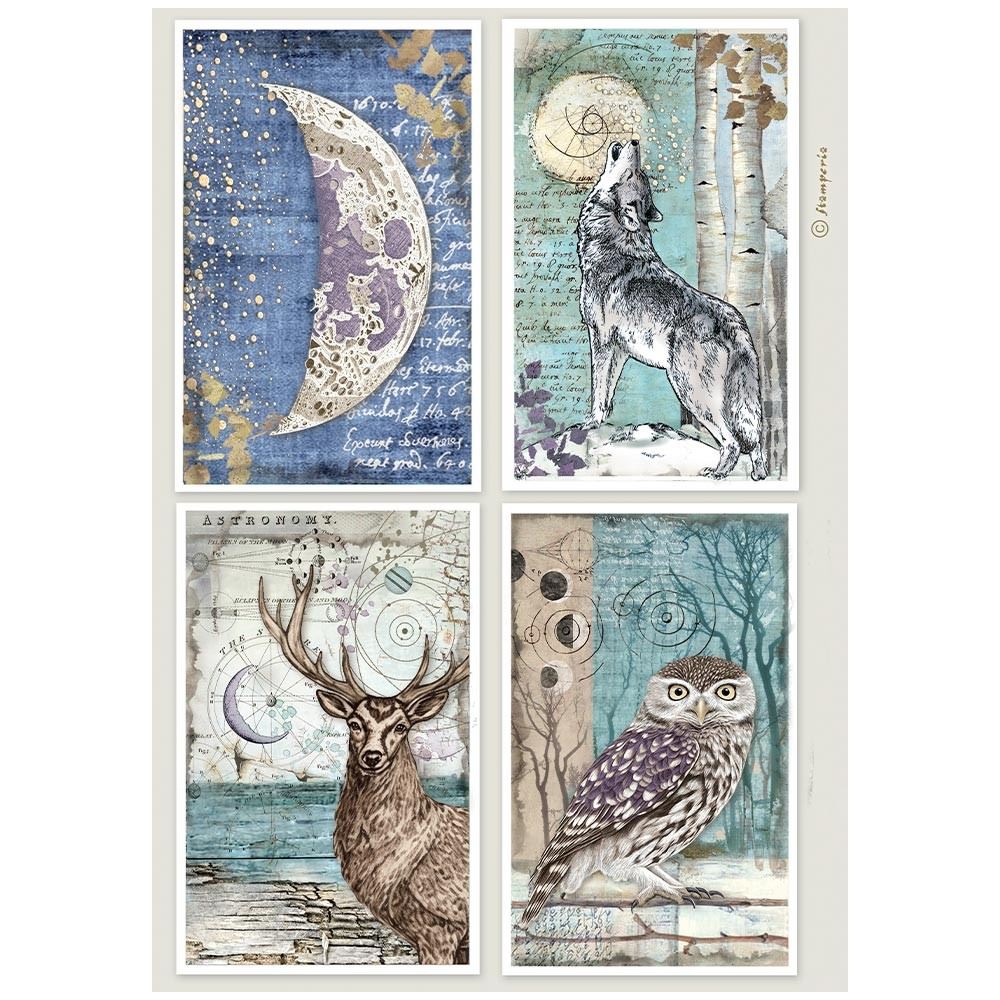 Carta di riso White Cosmos 4 cards Stamperia
