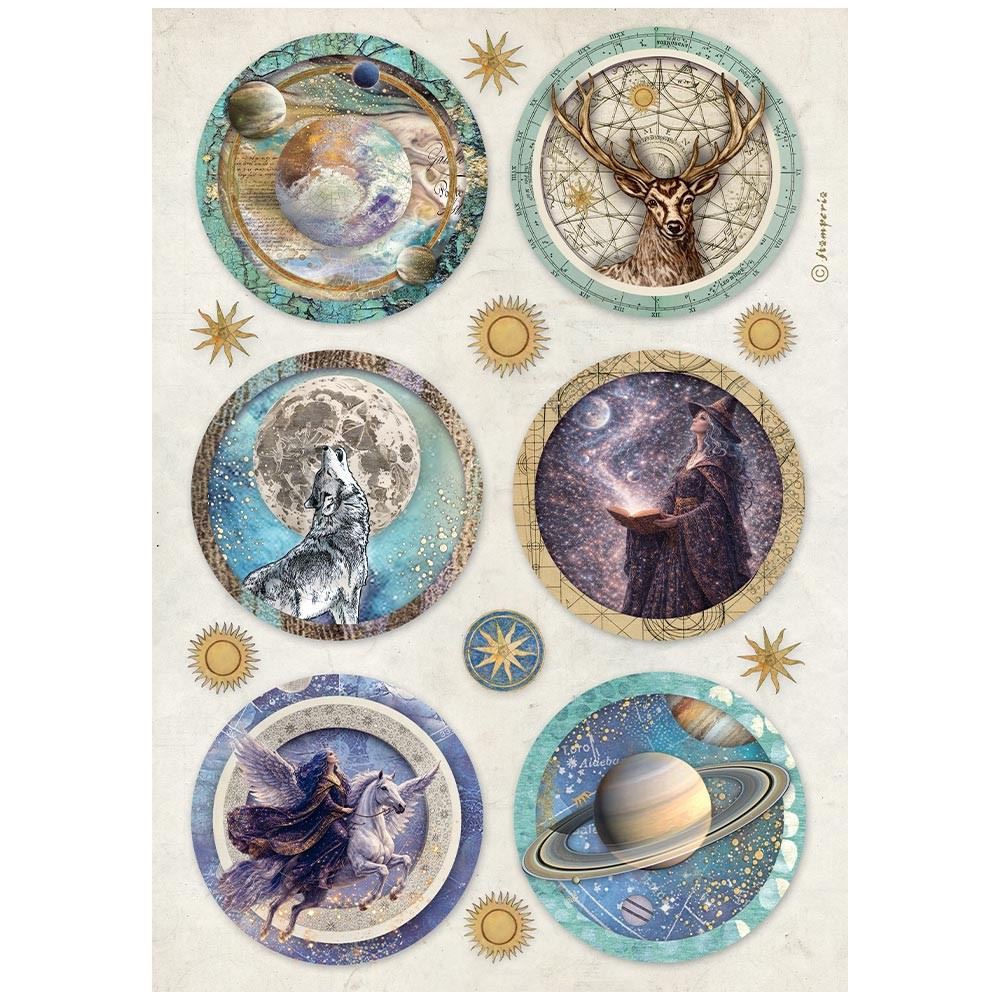 Carta di riso White Cosmos tondi Stamperia