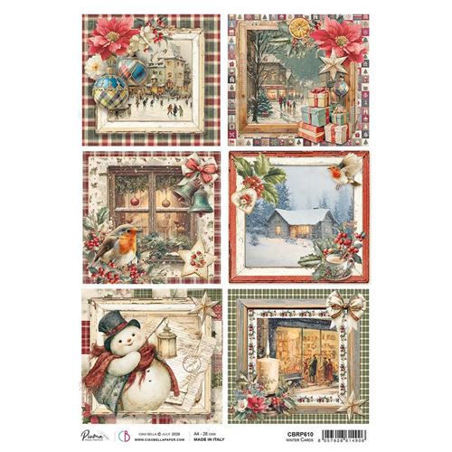 Carta di riso Winter cards Merry & Bright
