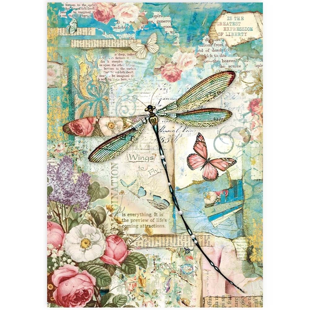 Carta di riso Wonderland Libellula