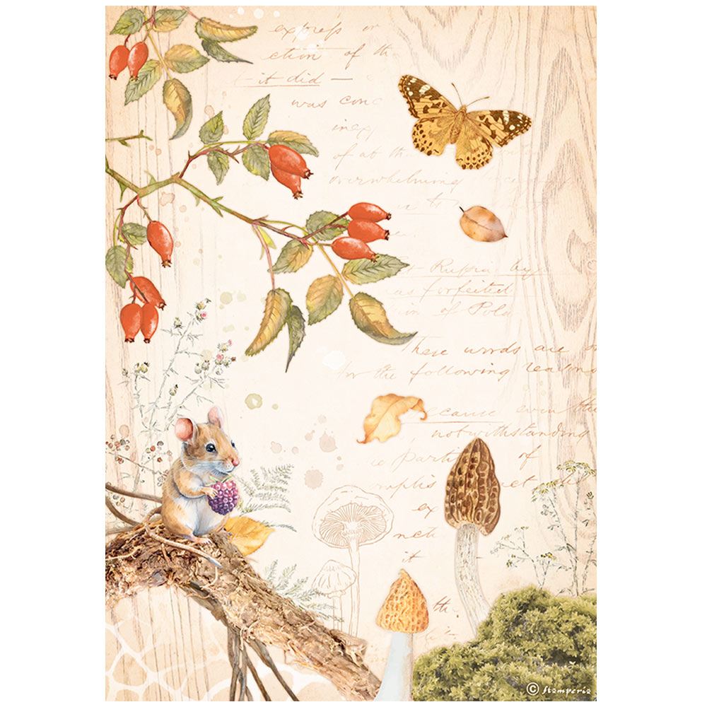 Carta di riso Woodland farfalla Stamperia