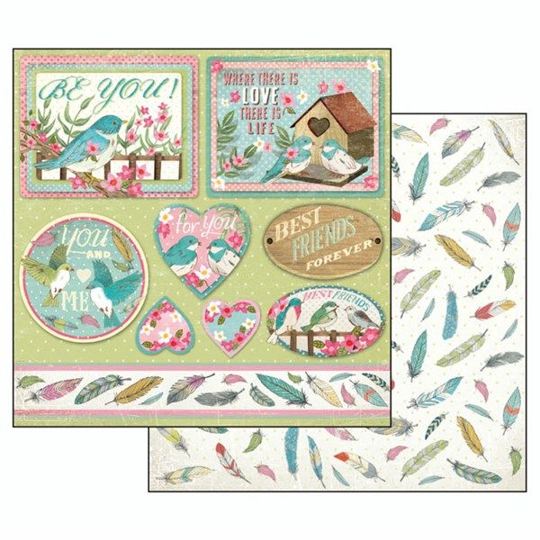 Carta scrap Fall in Love riquadri e targhette