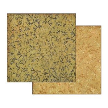 Carta scrap Felce su fondo ocra