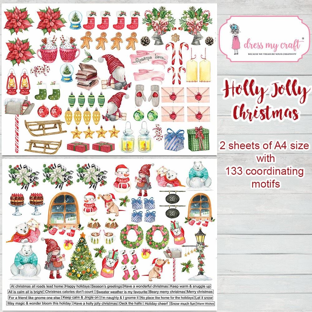 Cartoncini Holly Jolly Christmas Motif A4