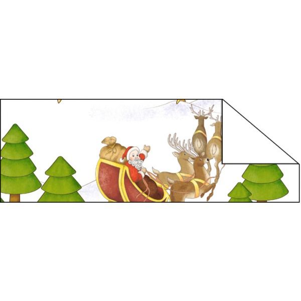 Cartoncino Babbo Natale con renne e slitta