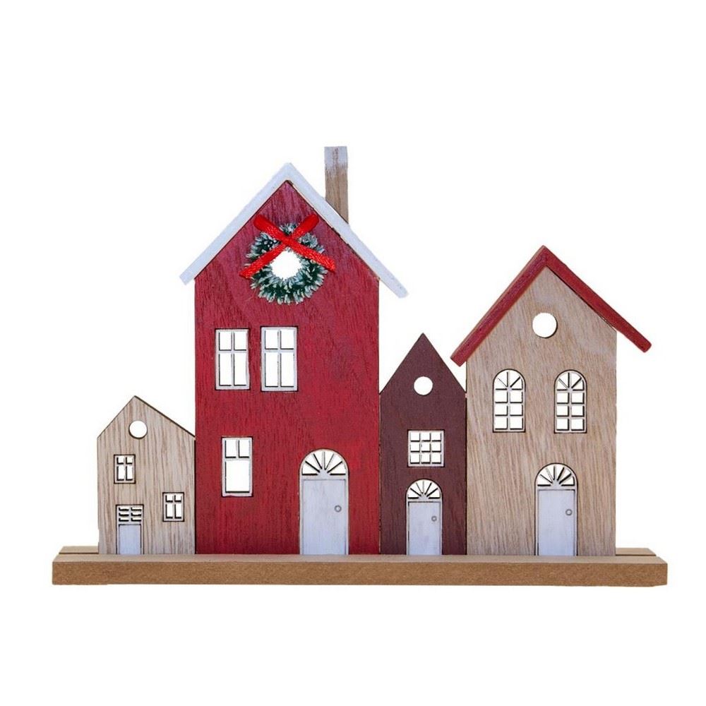 Case in legno rosso e naturale