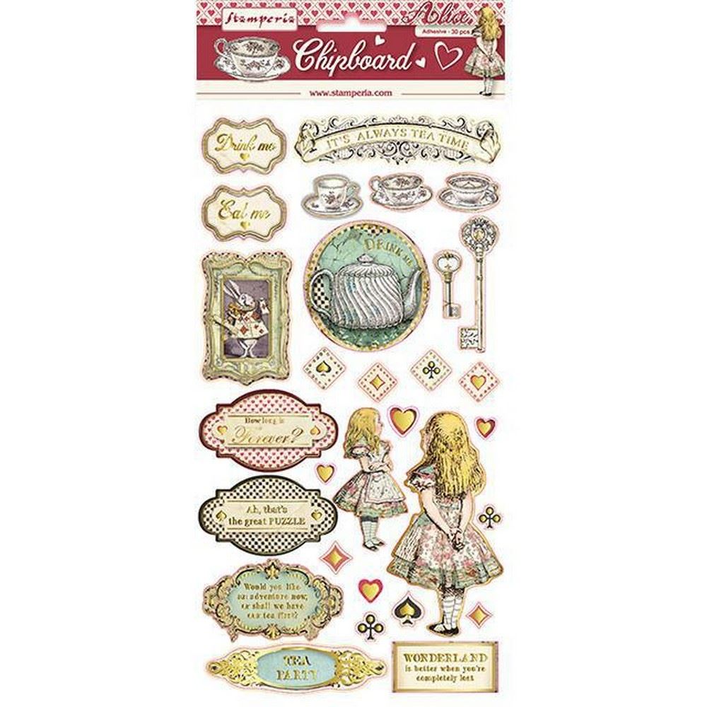 Chipboard Adesivo Alice Gold