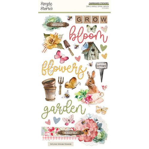 Chipboard Adesivo Simple Vintage Spring Garden
