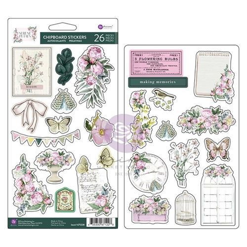 Chipboard Stickers Serene Petals Blooming Beauty