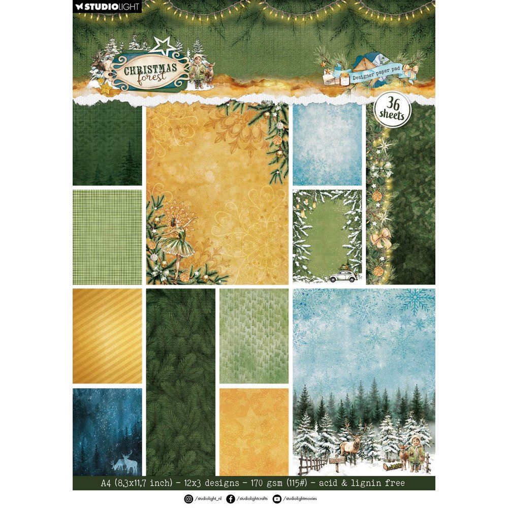 Christmas Forest A4 Designer Paper Pad Backgrounds