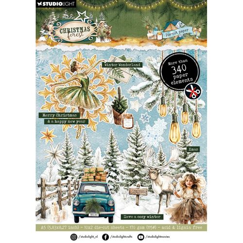 Christmas Forest A5 Die-Cut Paper Pad Elements