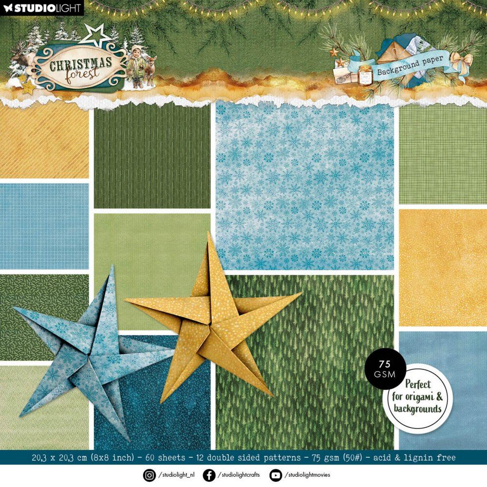 Christmas Forest Paper Pad Origami & Backgrounds cm 20 x 20