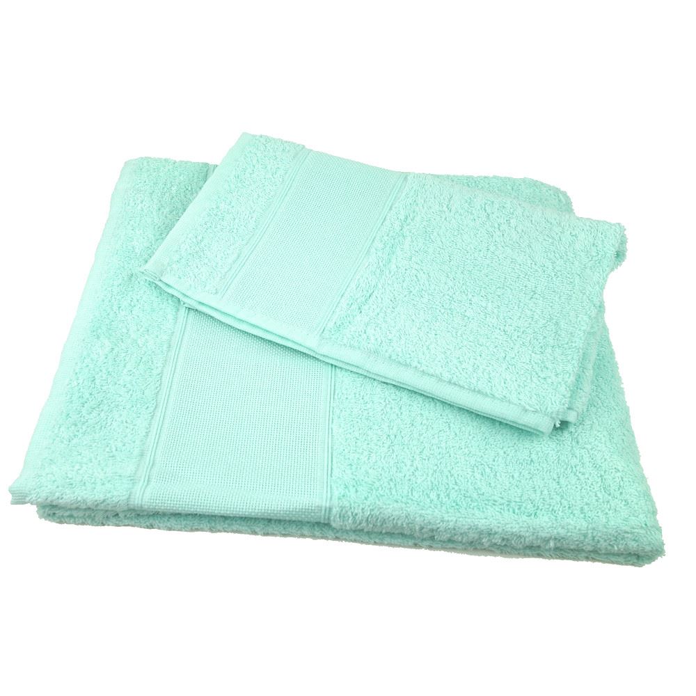Coppia di Asciugamani da Ricamo Verde Menta
