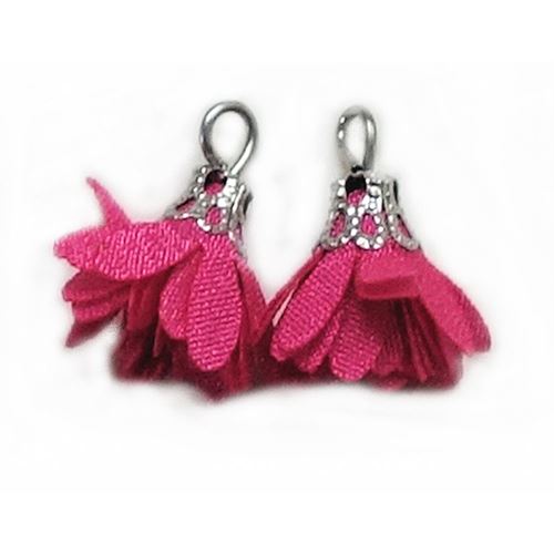 Nappine a Fiore Fucsia in tessuto per orecchini