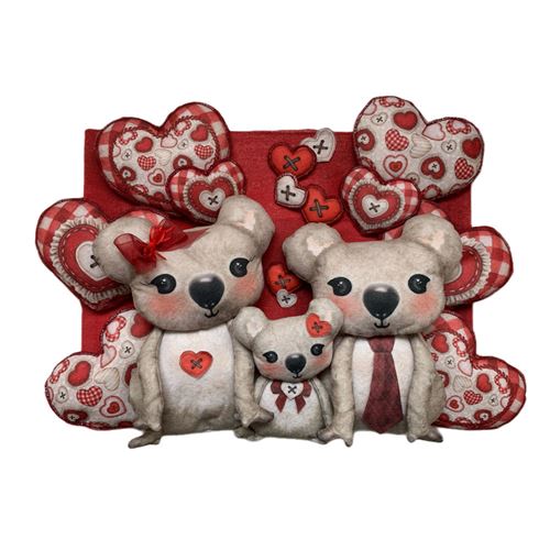 Cornice Famiglia Koala Innamorati 3D