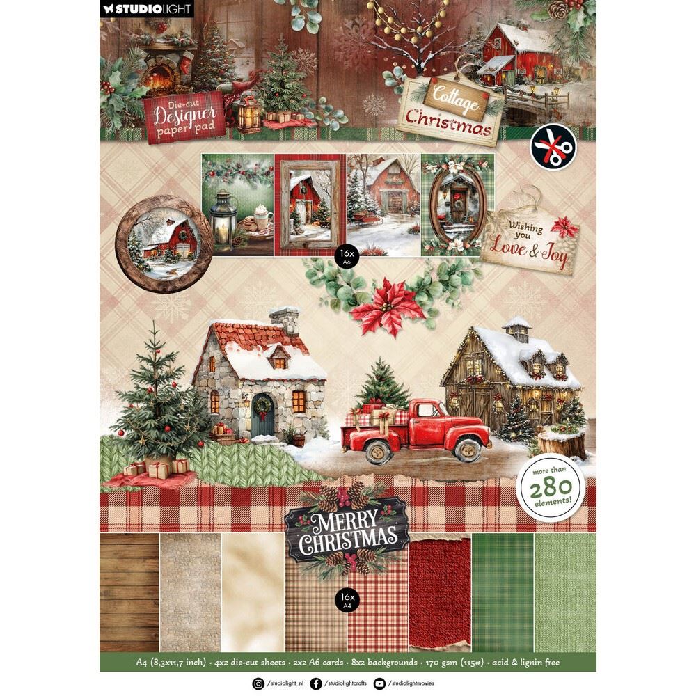 Cottage Christmas A4 Die-Cut Designer Paper Pad
