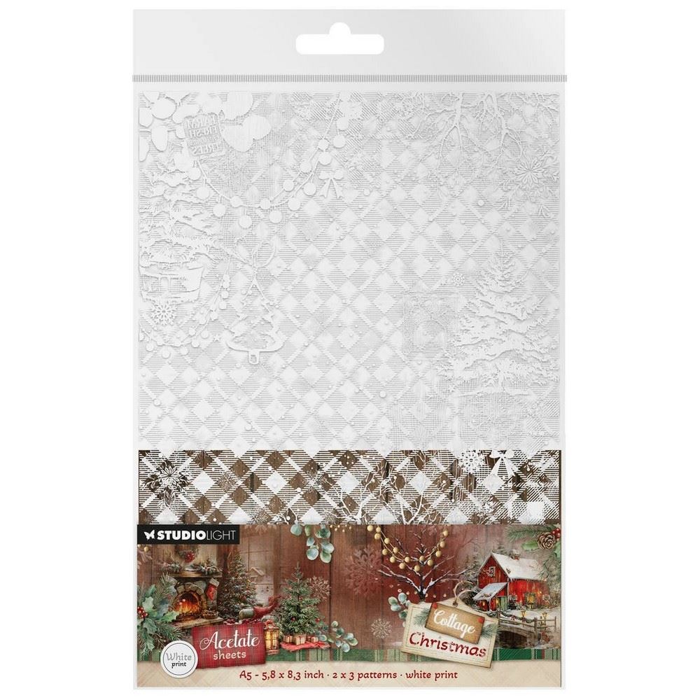 Cottage Christmas A5 Acetate Sheets Plaid & Snow