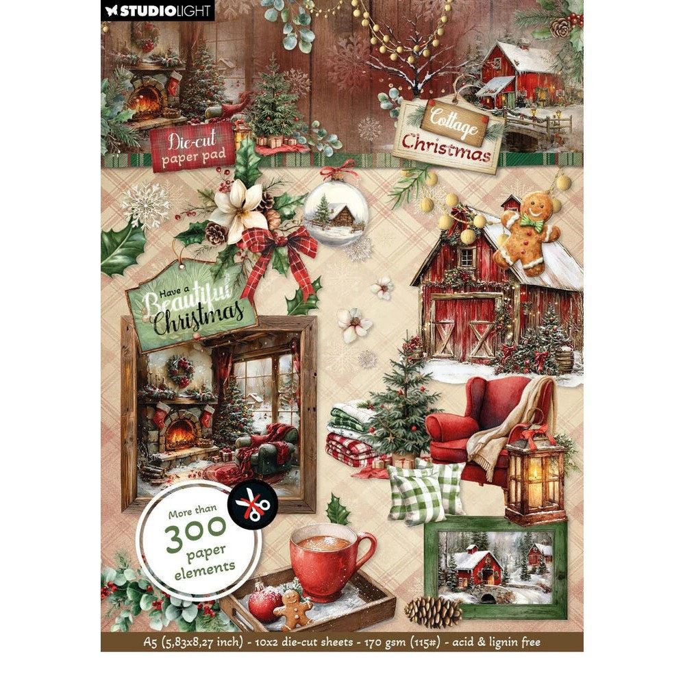 Cottage Christmas A5 Die-Cut Paper Pad Elements